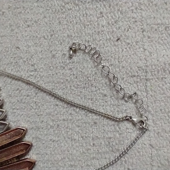 Silvertone goldtone statement runway necklace - Picture 2 of 3